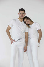 White Valencia Antifluid Uniforme Quirúrgico