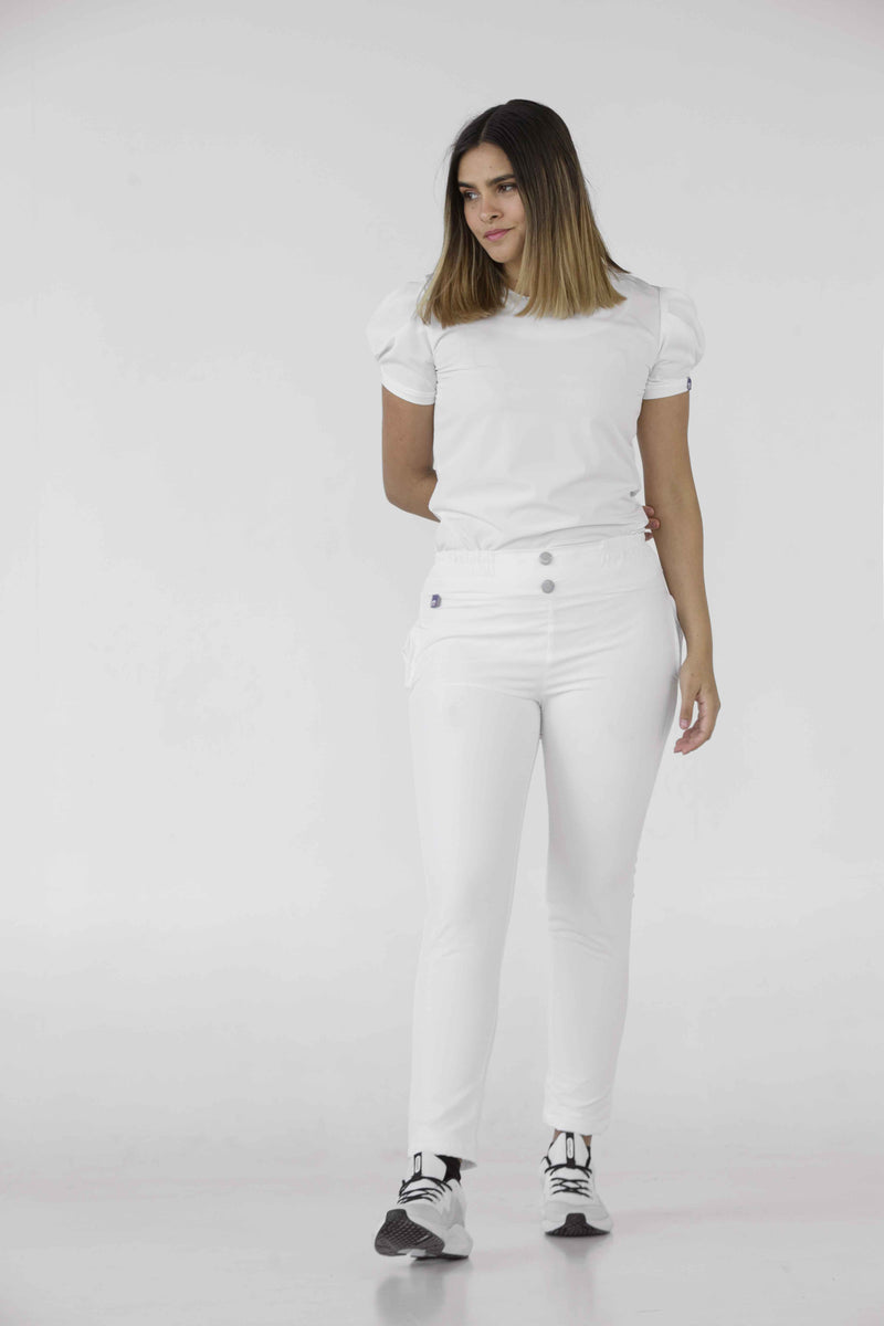 White Valencia Antifluid Uniforme Quirúrgico