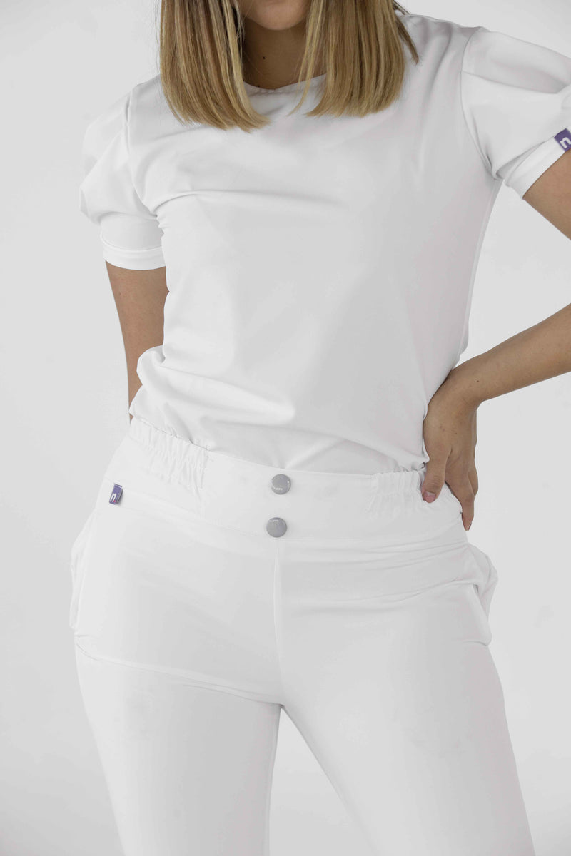 White Valencia Antifluid Uniforme Quirúrgico