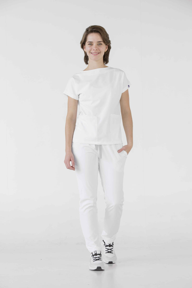 White Praga Antifluid Uniforme Quirúrgico