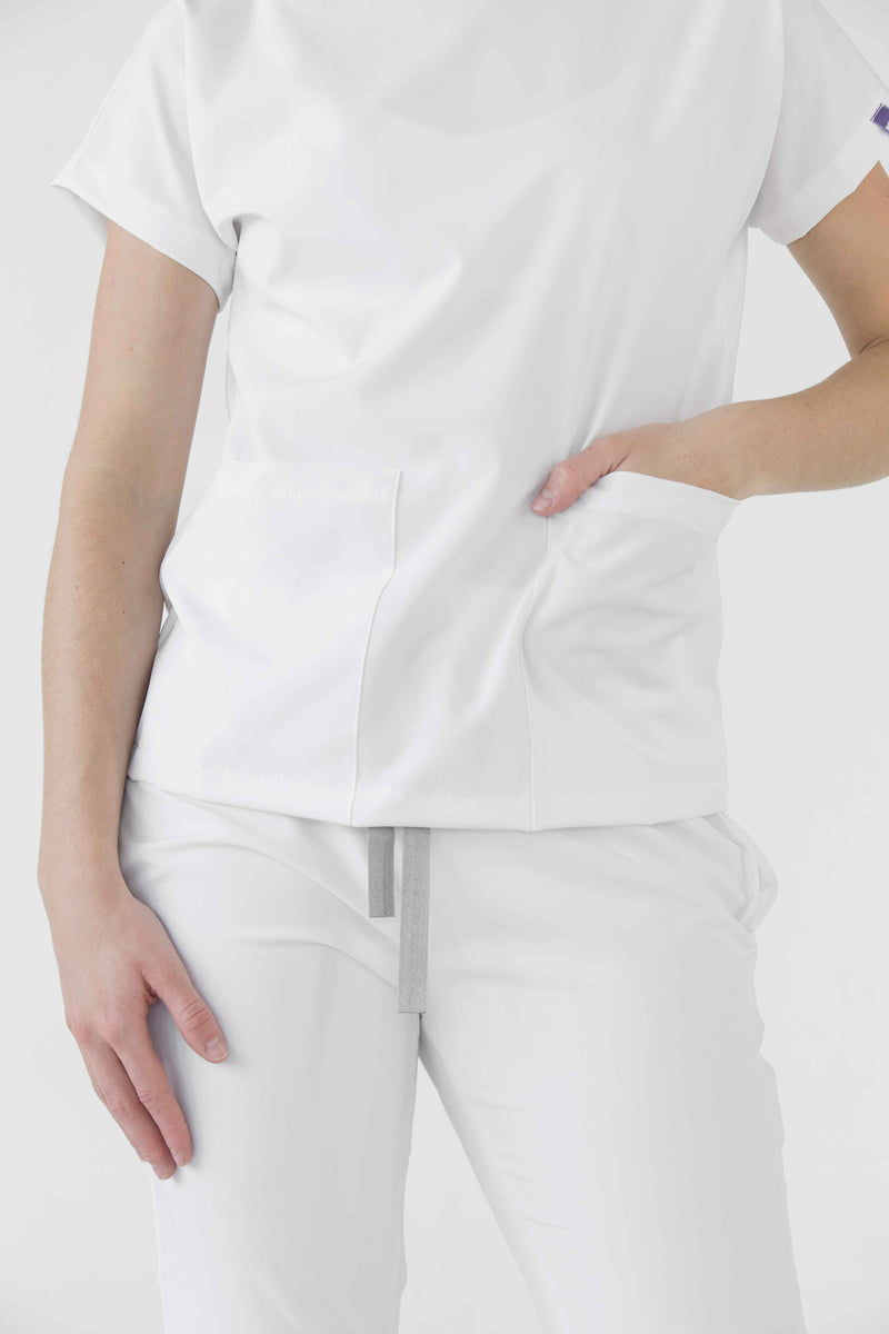 White Praga Antifluid Uniforme Quirúrgico