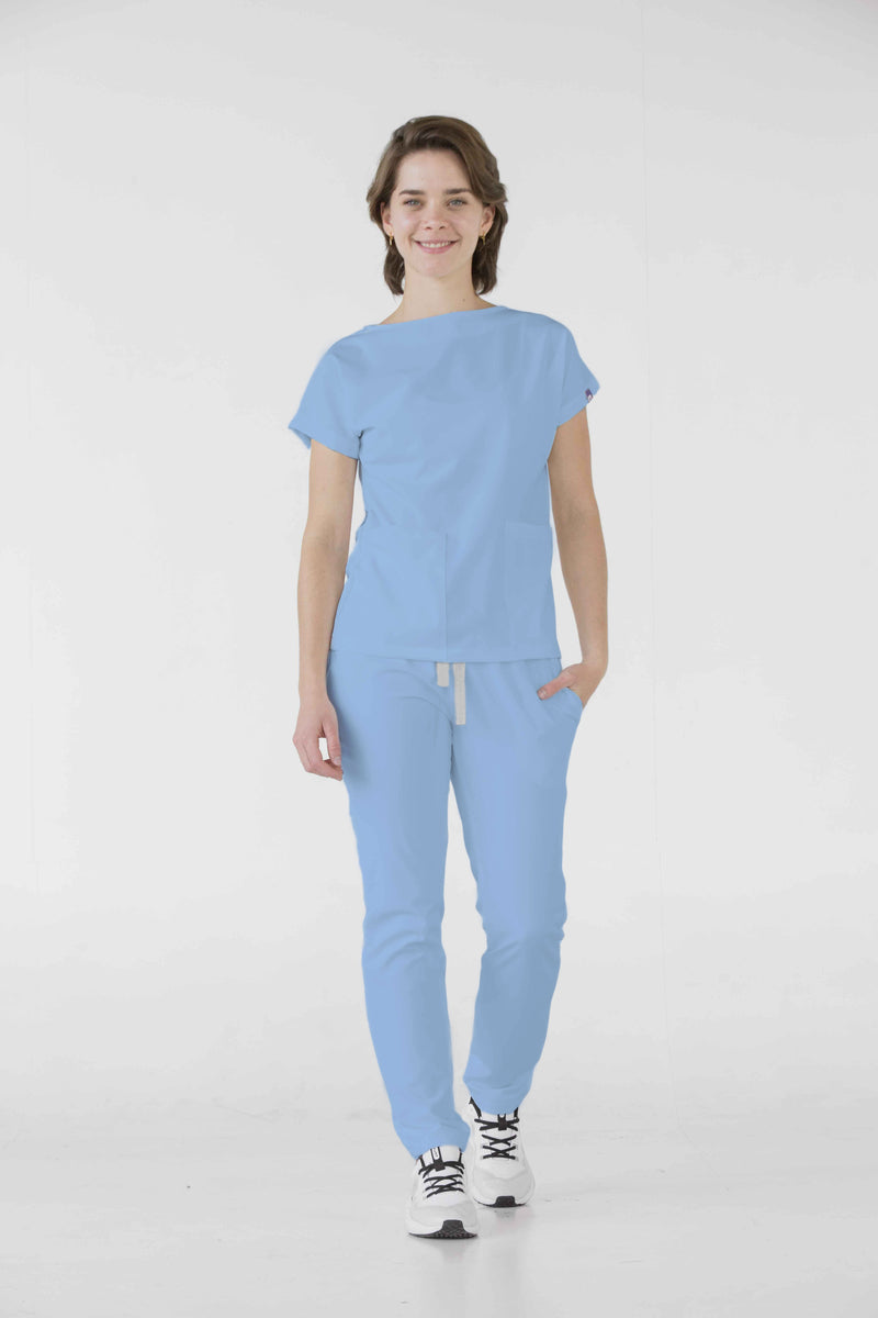 Sky Blue Praga Antifluid Uniforme Quirúrgico